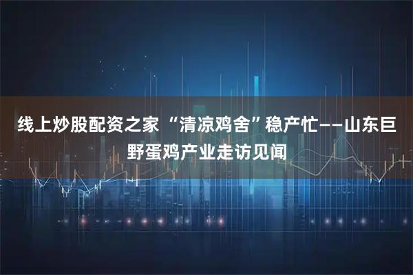 线上炒股配资之家 “清凉鸡舍”稳产忙——山东巨野蛋鸡产业走访见闻