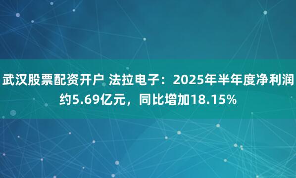 武汉股票配资开户 法拉电子：2025年半年度净利润约5.69亿元，同比增加18.15%